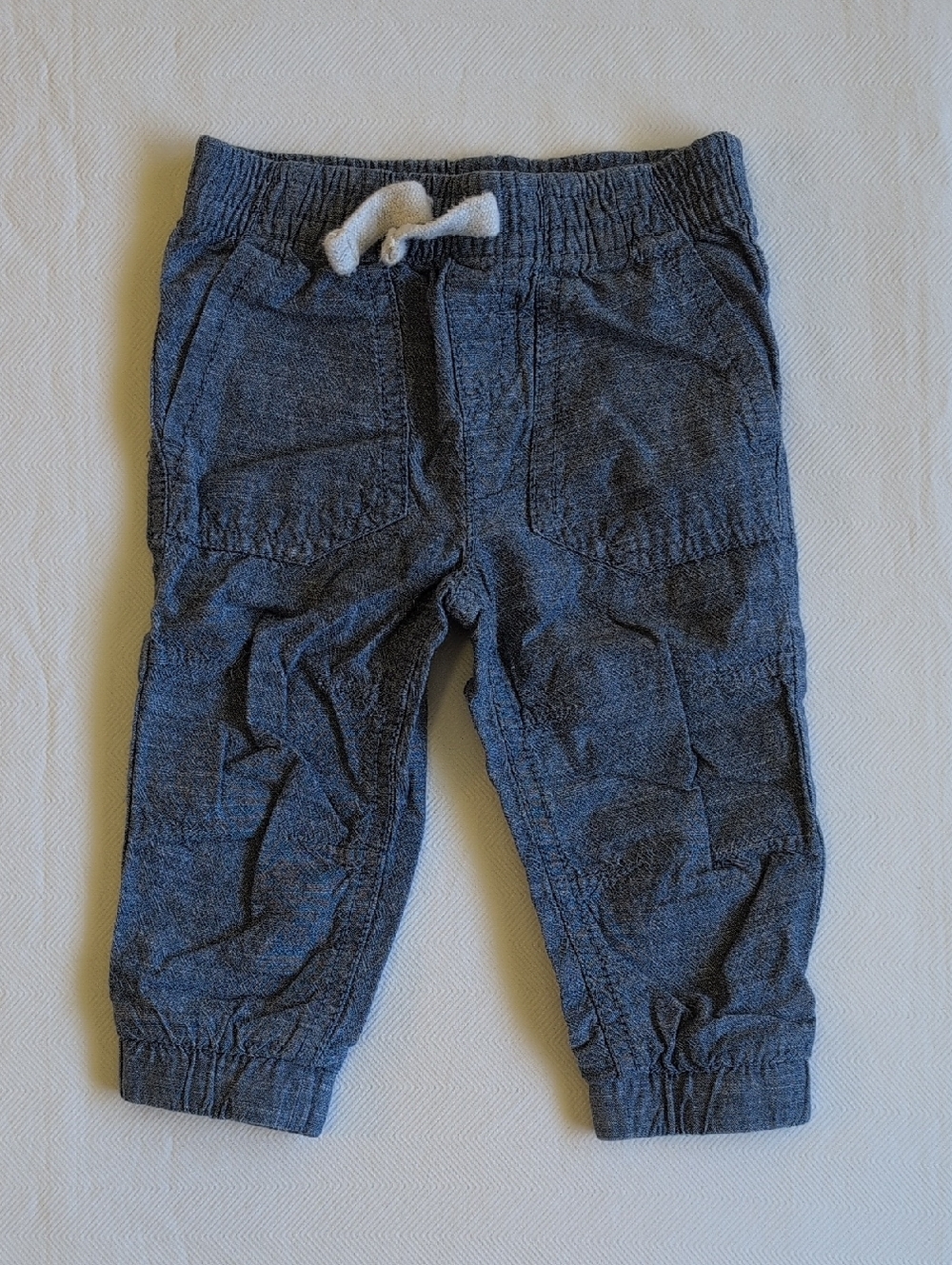 george cotton chambray style casual joggers pants blue 6-12 months baby boy